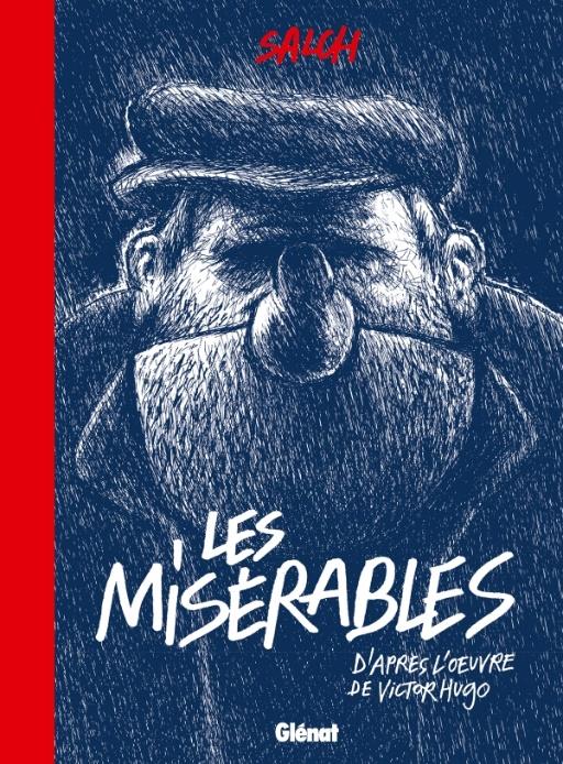 Couverture de la BD : portrait au trait bleu d'un homme âgé barbu coiffé d'une casquette, fond bleu nuit, accents rouges