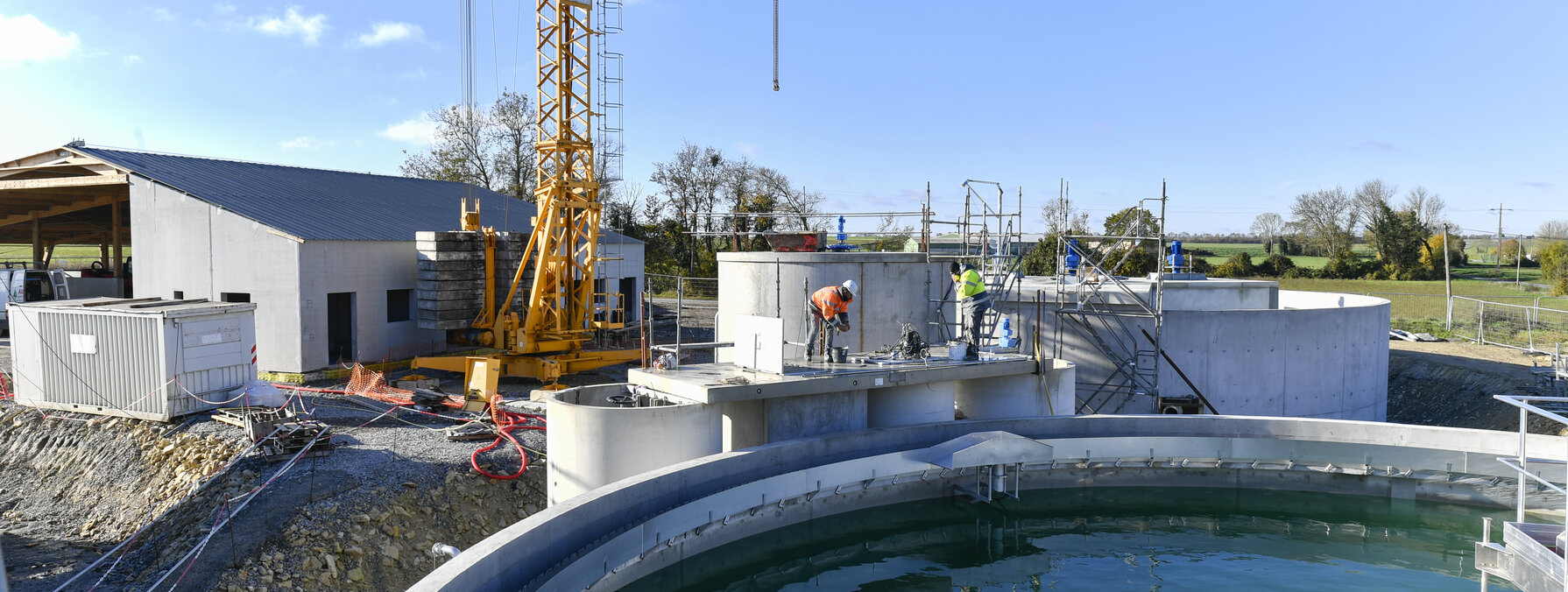 Construction de la future station d?epuration de Mauze sur le Mignon