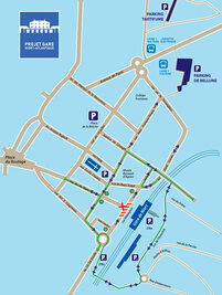 Plan de déviation à partir du 28 juillet 2025 Plan de circulation du secteur Gare de Niort pendant les travaux du rond-point rue Mazagran