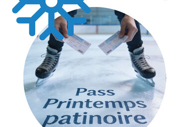Affiche Pass Printemps Patinoire Niort Agglo – renseignements au 05 49 79 11 08 ou sur patinoire.niortaggerlo.fr
